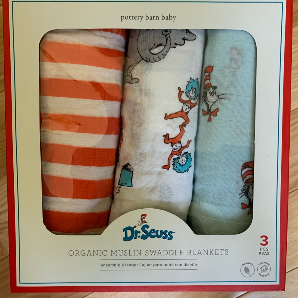 New pottery barn muslin swaddles.